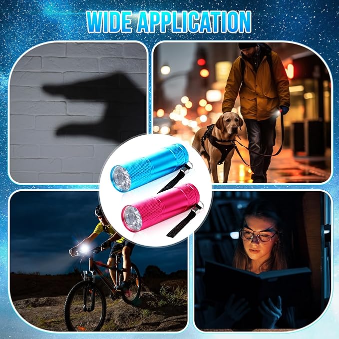 VIHOSE 12 Pcs Mini Flashlights Bulk, Bright Aluminum Handheld Flash Lights with Lanyard, Small LED Flashlights for Night Reading Emergency Hurricane Camping Hiking Party Favors(Bright Colors)