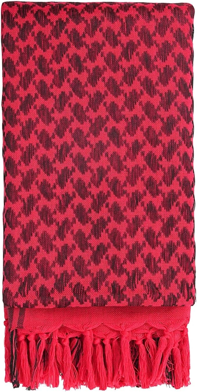 Explore Land Cotton Shemagh Keffiyeh Tactical Desert Scarf Neck Head Wrap with Tassel for Men Women