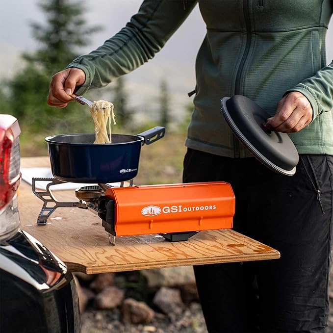 GSI Outdoors Selkirk 270 Butane Stove – Lightweight, Compact Camping Stove with High-Output Burner, Wind Guard, and Piezo Ignition for Outdoor Cooking