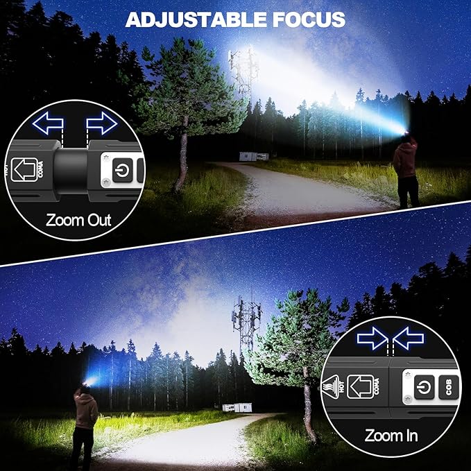 Rechargeable Flashlights High Lumens - Super Bright Small Pocket Magnetic Flashlight, 8 Modes LED Tactical Flash Light, Dual Button Powerful Work Light for Car,Home,Camping,Emergency (2, Pure Black)