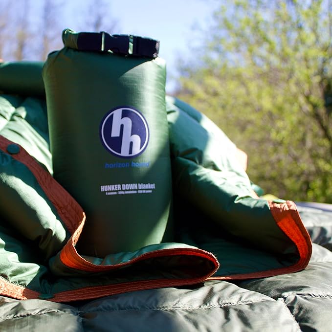 Horizon Hound Puffy Down Camping Blanket - Outdoor Travel Quilt | Sustainable, Insulated, Lightweight & Warm Gear for Sleep, Camping, Stadium, Hiking & Festivals | Water Resistant, Packable & Compact