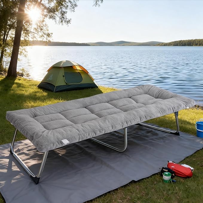 Thick Camping Sleeping Pad - Lamb Fluff Camping Cot Pads for Adult, Soft Sleeping Mat, Non-Slip Camping Mattress Pad for Camp Cot/Rv Bunk/Narrow Twin Beds
