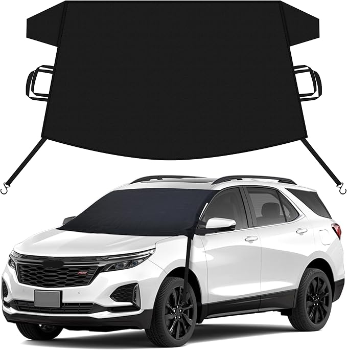 EcoNour Car Snow Cover Compatible for Chevrolet Equinox | Windshield Cover for Ice and Snow with S-Hook Straps | Heavy-Duty 600D Oxford Winter Car Cover, Waterproof & Anti-Slip