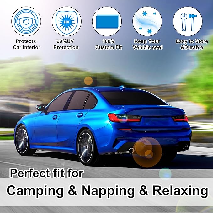 8PCS YYCKE Window Shades for 3 Series 2013-18 for BMW Accessories Car Side Full Windows Rear Triangular Windshield Sun Shade Sun UV Rays & Privacy Protection for Camping,Napping,and Relaxing