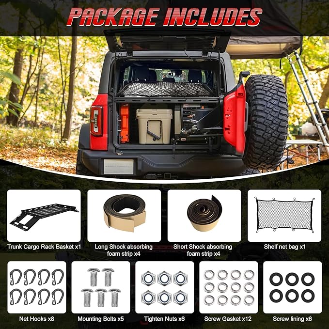 Interior Rear Trunk Cargo Rack Basket Tray Storage Luggage Carrier Fits 2007-2026 Jeep Wrangler JK JKU & JL JLU Unlimited （4 Door Hardtops）, Perfect for Jeep Wrangler JK JL Interior Rear Cargo Storage