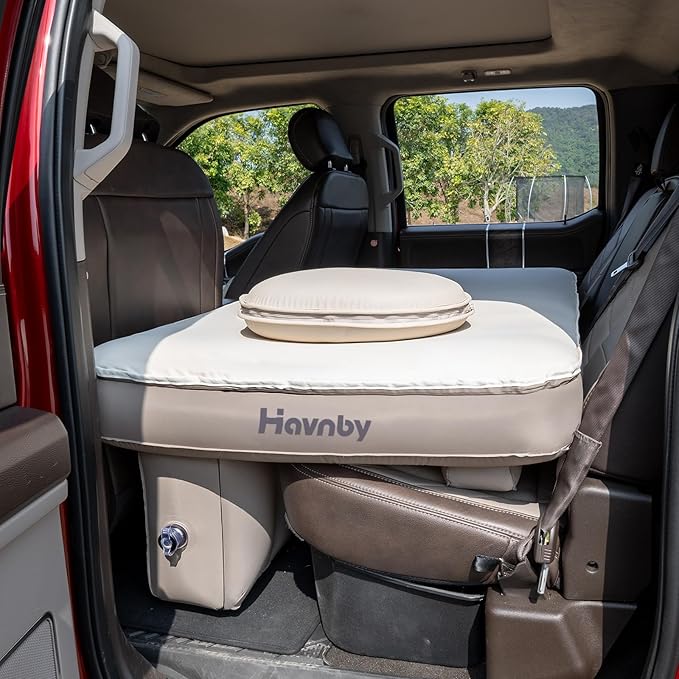 Havnby Pickup Cabin Mattress for Tundra & Tacoma, TPU Air Foam Sleeping Pad, Back Seat Inflatable Camping Bed with Rechargeable Pump, SnugNest for Toyota Pickups