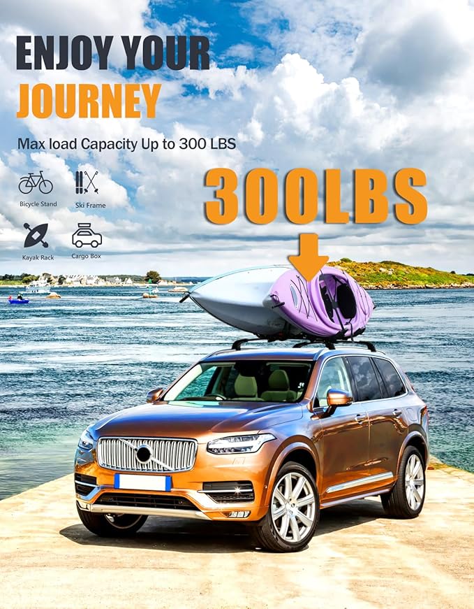 KINGGERI 300lbs Roof Rack Cross Bars Compatible with Volvo XC90 XC-90 2016-2026, Heavy Duty Anti-Theft Lockable Aluminum Roof Rails Crossbars Rooftop Accessories Luggage Racks Carrier