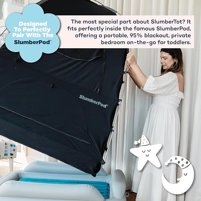 SlumberPod SlumberTot Inflatable Toddler Travel Bed - Portable Kids Air Mattress with Safety Bumpers - Perfectly Sized Ideal for Travel or Home Use - Includes Electric Pump