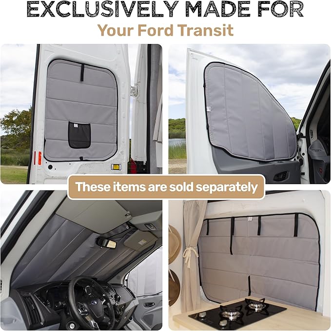 Living in a Bubble Insulated Blackout Windshield Cover for Ford Transit Van Year 2015-2026