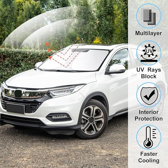 Windshield Sun Shade Custom Fit 2016 2017 2018 2019 2020 2021 2022 Honda HRV HR-V Accessories Foldable Sunshade Sun Blocker Window Shades