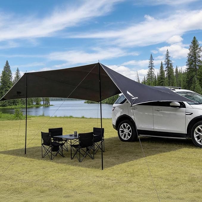GEERTOP Large Car Side Awning Tarp 19 x11 ft Waterproof Vehicle Sun Shade Cnaopy Shelter for SUV, MPV, Van, Campers