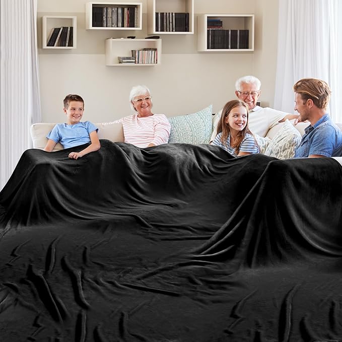 Edenleaf Big Oversized Soft Blanket, Giant Fleece Companion 120x120, California King Warm Blanket for Whole Family, Bed, Sofa, Couch, Travel, Camping 120x120 Black