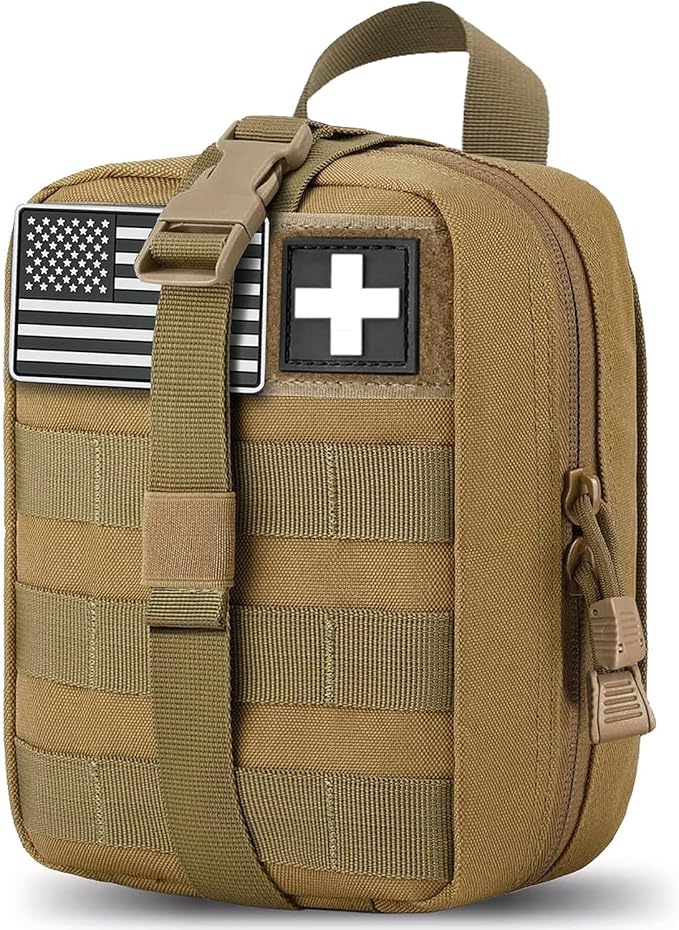 first aid kit bag empty Molle ifak pouch emt tactical medical pouch med rip away belt pouch small rescue tool pouches (TAN)