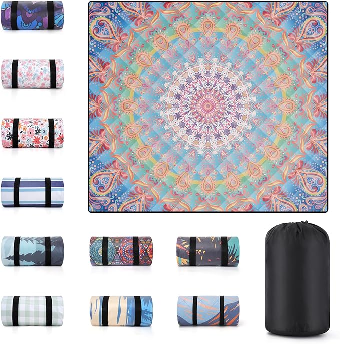 60x80 Extra Large Picnic Blankets Waterproof Sandproof Couple Outdoor Beach Blanket Foldable Grass Park Lawn Concert Mat Summer Camping Essentials Rv Travel Vacation Accessories Festival Gift