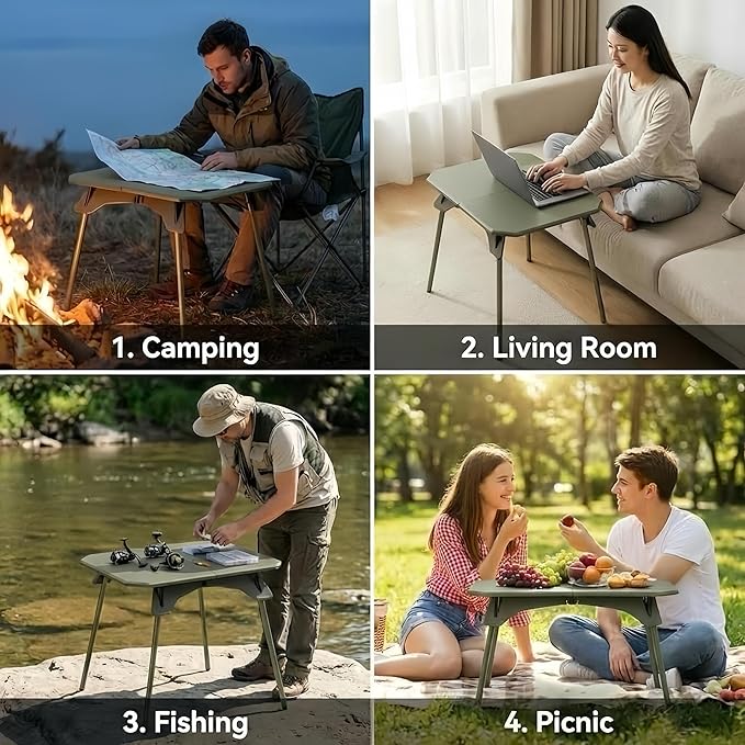 Folding Camping Table,Outdoor Small Portable Aluminum Camp Table with Backpacking Carrying Bag for Camping Beach Picnic Grilling Hiking FishingTravel （Dark Green
