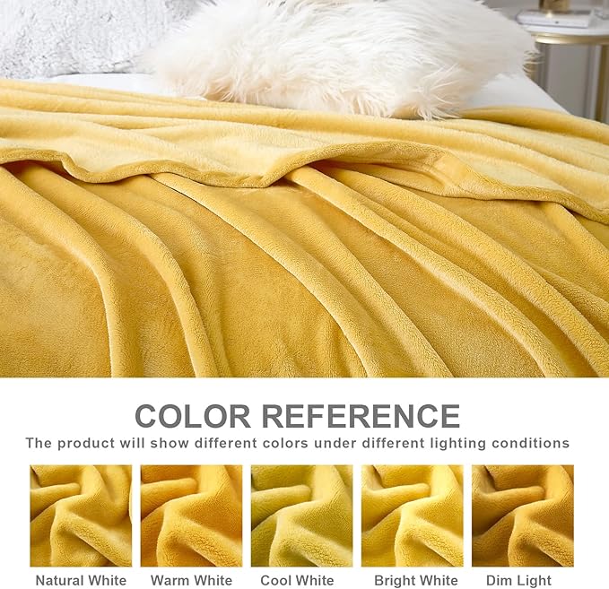 Hansleep Fleece Yellow Throw Blanket, Super Soft Flannel Fuzzy Plush Cozy Blanket for All Seasons, Yellow, Throw 50x60 Inches