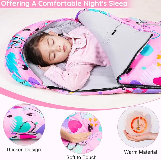 FIOBEE Kids Sleeping Bag for Girls Boys 3 Season Warm & Cool Weather Youth Camping Sleeping Bags with Backpacking Bag Waterproof for Traveling Hiking Indoor Outdoor Camping Essentials