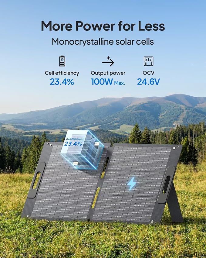 BLUETTI AC2A Portable Power Station with 100W Solar Panel Included (Ships Separately), 204Wh LFP Battery Backup, w/ 2 300W (600W Power Lifting) AC Outlets, 0-80% in 40 Min, Solar Generator for Camping