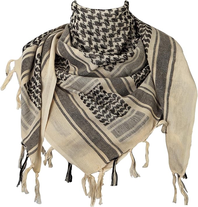 Aonal Military Shemagh Tactical Desert Scarf, 100% Cotton Keffiyeh Neck Head Scarf Wrap for Men Women
