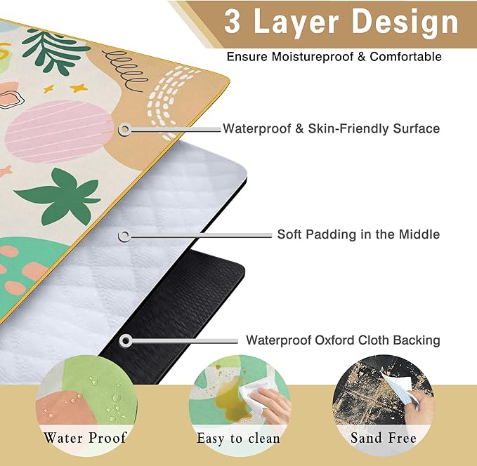 Supfitness Extra Large Picnic Blankets Waterproof Foldable (80 "x 80") Beach Blanket Waterproof Sandproof,3-Layer Thicking Mat Outdoor Packable Camping Blanket