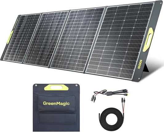 Greenmagic Portable 400 Watt Solar Panel, 39V 400W Foldable Panel Solar Charger Lightweight Durable Compatible with Most 40v Portable Solar Generator Power Station on The Market for RV Camping Home