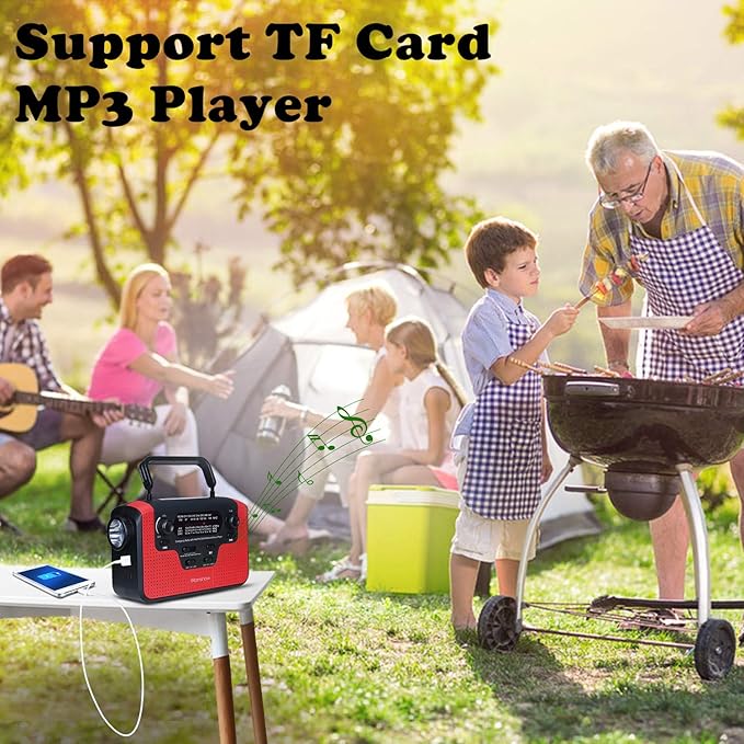 2300mAh Solar Hand Crank Emergency AM/FM/SW/NOAA Radio, Real NOAA Alert Weather Radio with SOS Alarm, TF Card Speaker, LED Flashlight & Reading Lamp, Phone Charger for Camping, Emergency