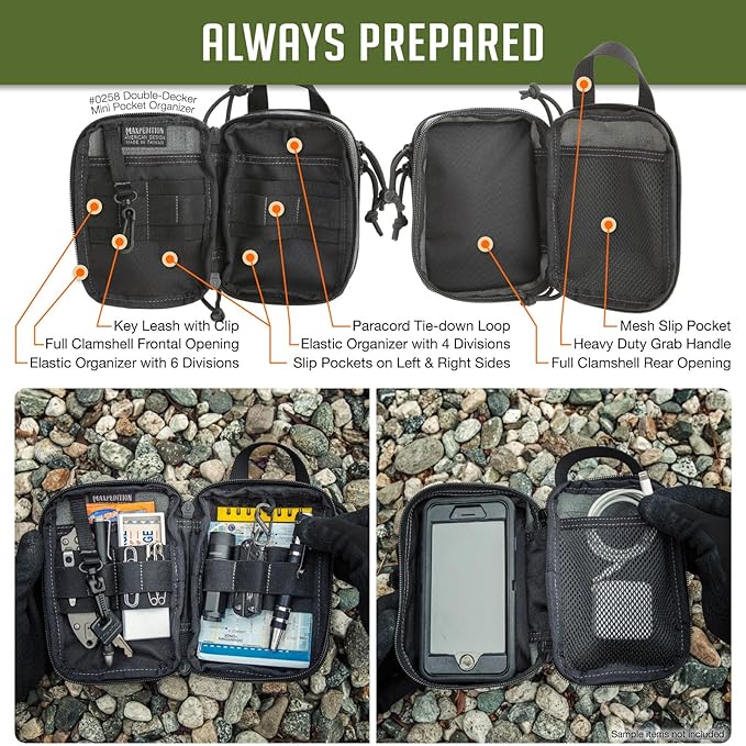 MAXPEDITION Double-Decker Pocket Organizer, Tactical Tool Pouch for Organization, EDC Pouch for Everyday Carry