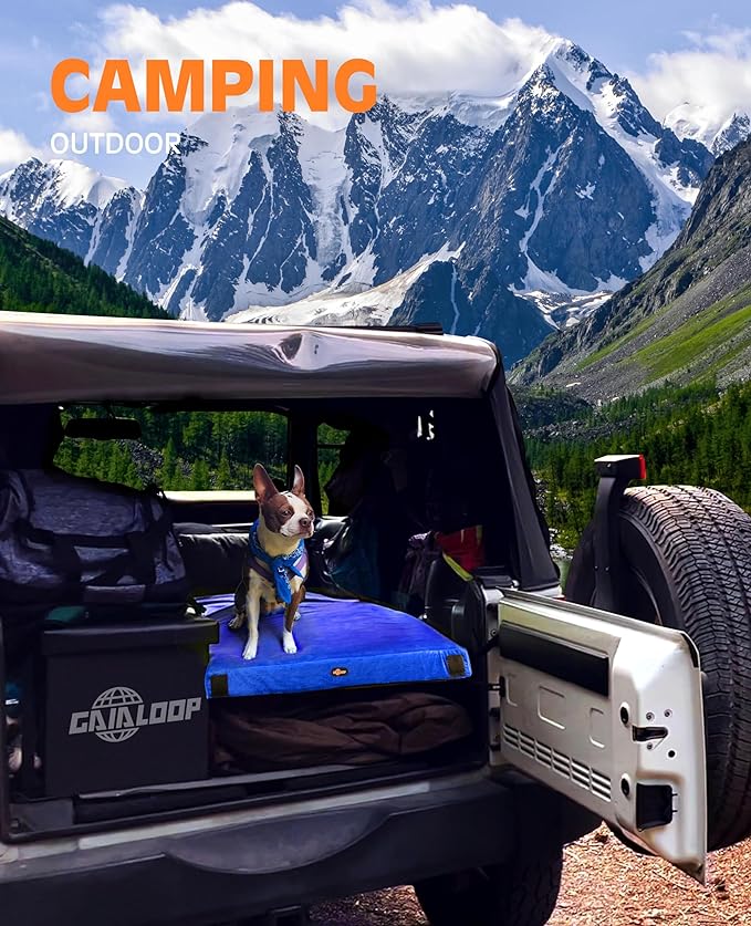 GAIALOOP 3 Inch Memory Foam Camping Mattress, Dual Layer Thick Sleeping Camp Pad for Car Tent Cot, Roll-Up Portable Glamping Floor Bed for Guests Sleepover