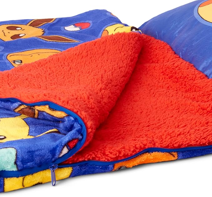 Silk Touch Sherpa Slumber Bag for Boys and Girls, Sleeping Bag with Zipper, 27 x 56 inches