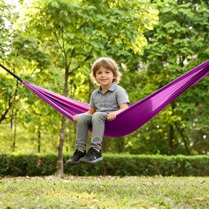 Kids Hammock, Camping Hammock with Mosquito Net, Lightweight Nylon Portable Hammock with 10ft Tree Straps,Hammocks for Travel Hiking Backpacking Beach Patio