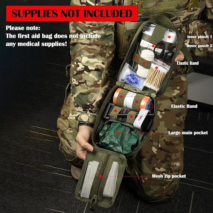 Molle medical pouches empty ifak tactical first aid bag emt med admin pouches edc rip away med kit bag (Orange)