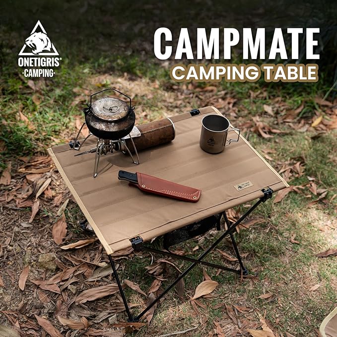 ONETIGRIS Foldable Camping Table, Lightweight Portable Table Sturdy & Quick Setup, Holds Up to 66 lbs, Perfect for Camping, Hiking, Backpacking, Picnic, Beach, Travel
