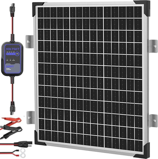 Voltset Solar Panel Kit 50W 12V with MPPT Controller, Solar Battery Trickle Charger Maintainer, Waterproof Solar Panel with Adjustable Mount Bracket for Boat RV Motorcycle Marine