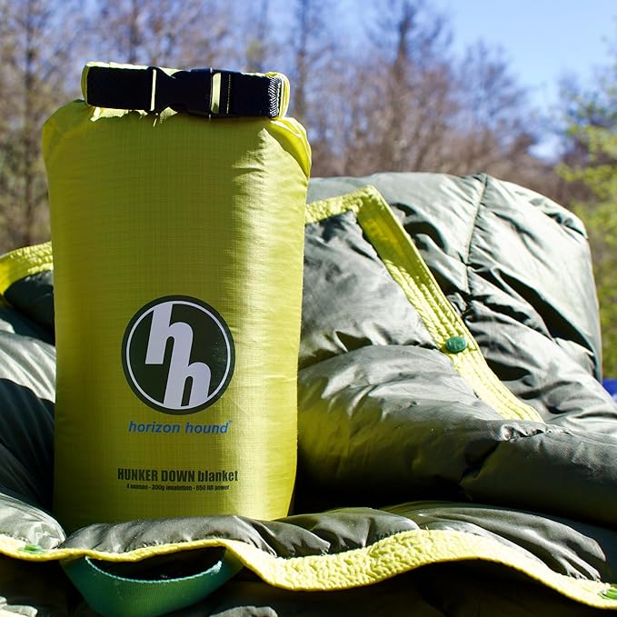 Horizon Hound Puffy Down Camping Blanket - Outdoor Travel Quilt | Sustainable, Insulated, Lightweight & Warm Gear for Sleep, Camping, Stadium, Hiking & Festivals | Water Resistant, Packable & Compact