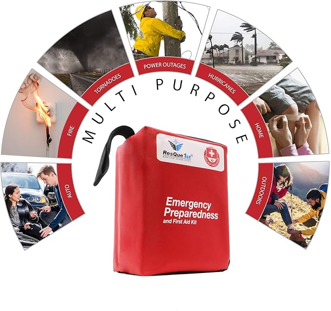 Travel-First Aid-Kit Car-Home 180 Piece Survival-Kit Outdoor-Adventure - Full Portable Emergency Essential - Hiking Camping Medical Aid Survival Camping FAK