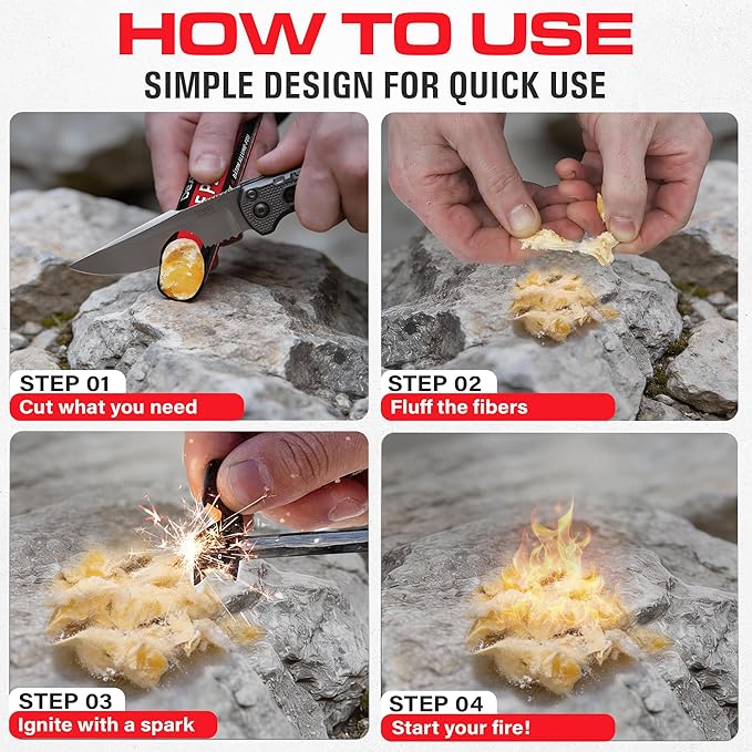 Dextreme Fire Plug Titan - Survival Fire Starting Tinder, Fire Plugs XL, Best Firestarter Stick for Emergency, Survival, Campfire, Bushcraft, and Hiking - Waterproof & Non-Toxic