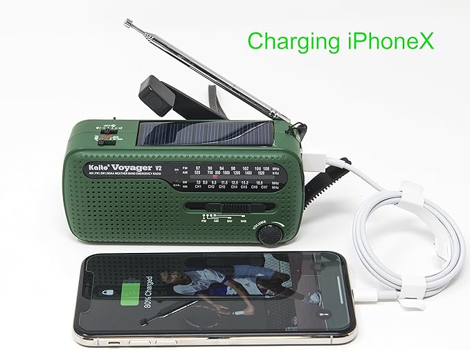 Best NOAA Portable Solar/Hand Crank AM/FM, Shortwave & NOAA Weather Emergency Radio with USB Cell Phone Charger & LED Flashlight (Green)