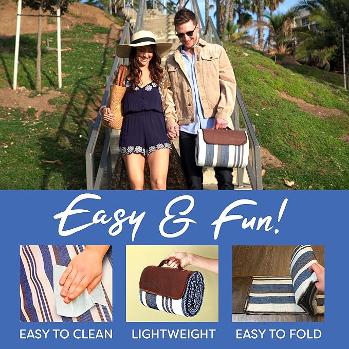 scuddles Extra Large Picnic Blanket – 60" x 60" Waterproof Outdoor Mat with Soft Dual-Layer Comfort, Foldable Travel Rug for Beach, Camping, Lawn, Parks & Family Picnics