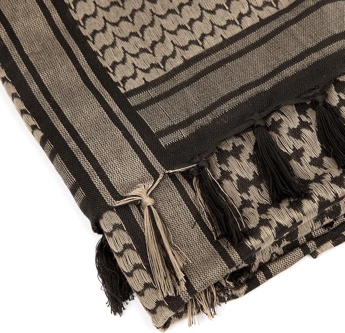 Aonal Military Shemagh Tactical Desert Scarf, 100% Cotton Keffiyeh Neck Head Scarf Wrap for Men Women