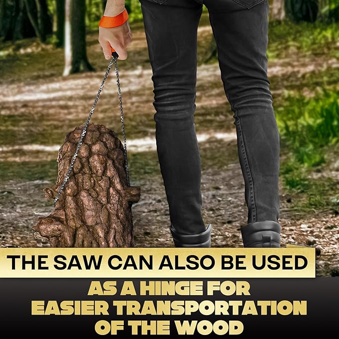 Rope Saw for Tree Limbs - Pocket Chainsaw for Survival with Bag | Stainless Steel 25" Folding Tree Saw with Bi-Directional Teeth, Essential for Camping Gear Survival Gear Compact Design for Easy Carry