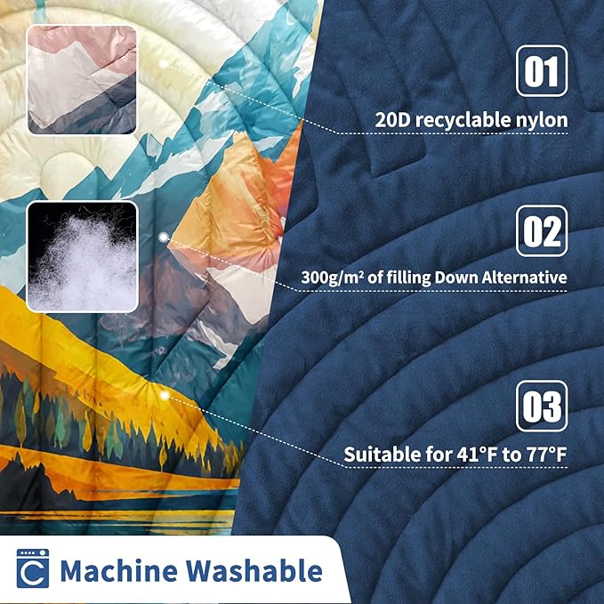 Camping Blanket,Puffy Blanket Lightweight Packable Camping Blanket Outdoor Blanket for Camping,Traveling, Stadium, Hiking, Picnics