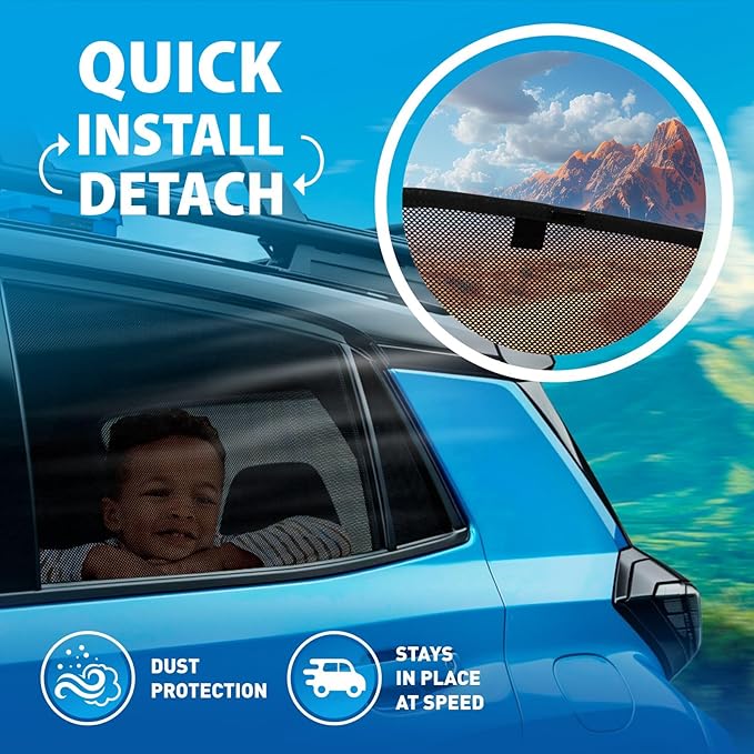 CLIM ART Magnetic Car Window Shades for Toyota Highlander 2020-2026 – Custom-Fit Sun Blocker Curtains, Side Window Covers, Essential Car Accessories for Camping, Baby and Privacy Protection - MS0137