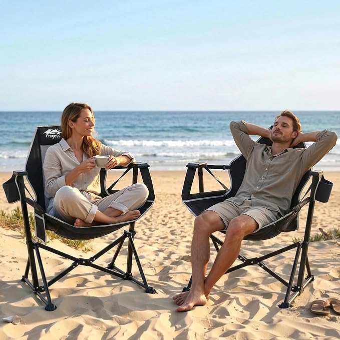 Fragess Portable Hammock Camping Chair with Adjustable Back, Folding Hammock Chair Supports 330lbs, Camping Swing Chair for Adults, Camping Hammock Chair for Lawn, Concerts, Backyard, Stargazer