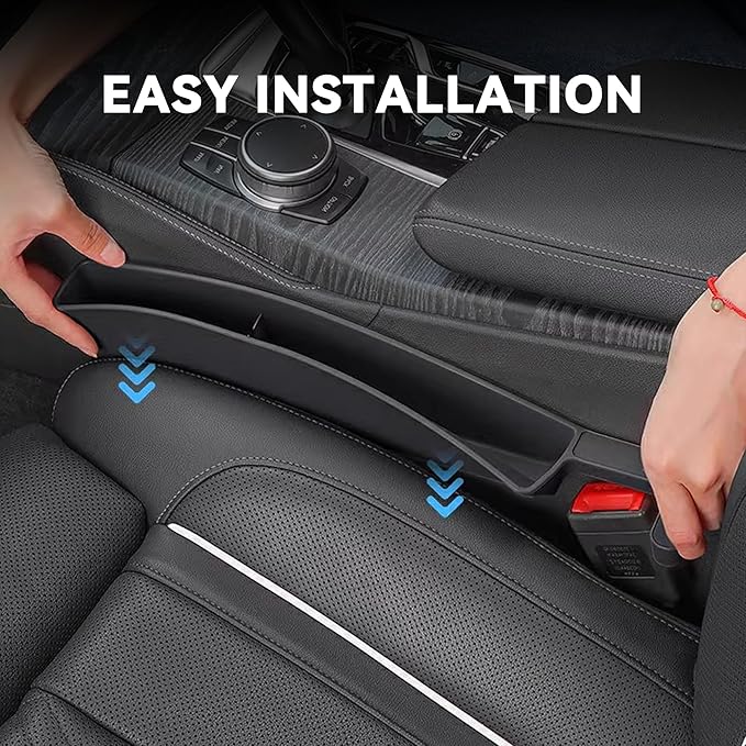 2PCS Car Seat Gap Filler, Automotive Seat Organizer Fill The Gap Between Seat and Console, Universal Car Storage Box Inserts Fill The Gap Between Seat &Console for Coins Wallets Keys (Red)