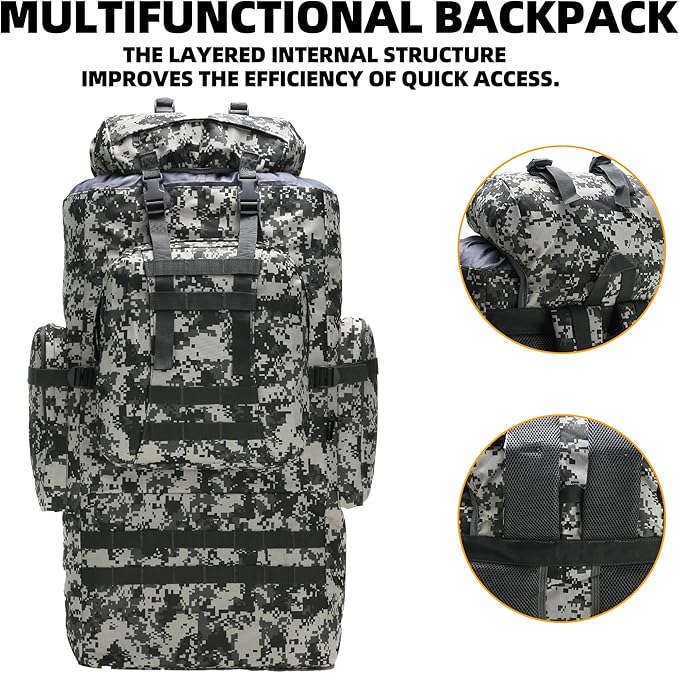 King'sGuard 100L Camping Hiking Backpack Molle Rucksack Military Camping Backpacking Daypack