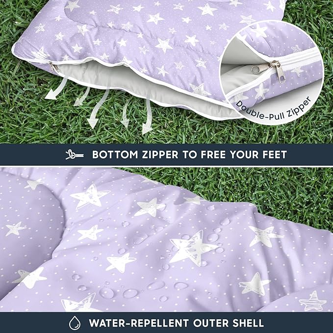 Wake In Cloud - Star Kids Sleeping Bag for Boys Girls Toddlers, Camping in Warm Cold Weather, Backpacking Lightweight Compact Outdoor Liner for 3 Seasons Summer Spring Fall