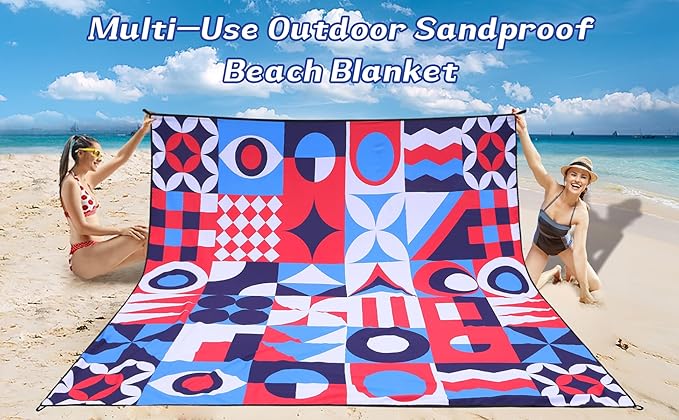 HIHOHO Beach Blanket Waterproof Sandproof Extra Large Beach Mat 79" X 83"/120"x108"for 1-8 Adults Quick Drying Durable Outdoor Picnic Mat for Beach Travel Camping Hiking