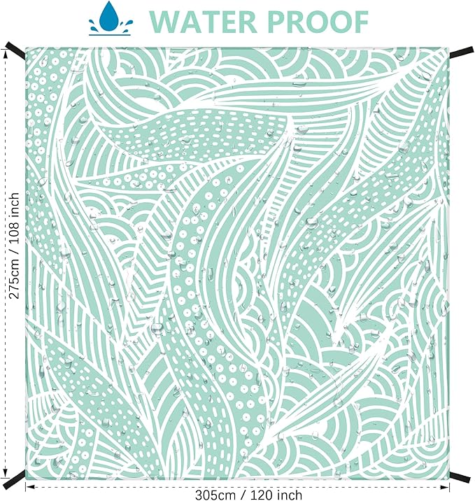HIHOHO Beach Blanket Waterproof Sandproof Beach Mat for 1-8 Adults Quick Drying Durable Outdoor Picnic Mat for Beach Festival Travel Camping Hiking (LBL-Ripple, 120"×108"(8 Person))