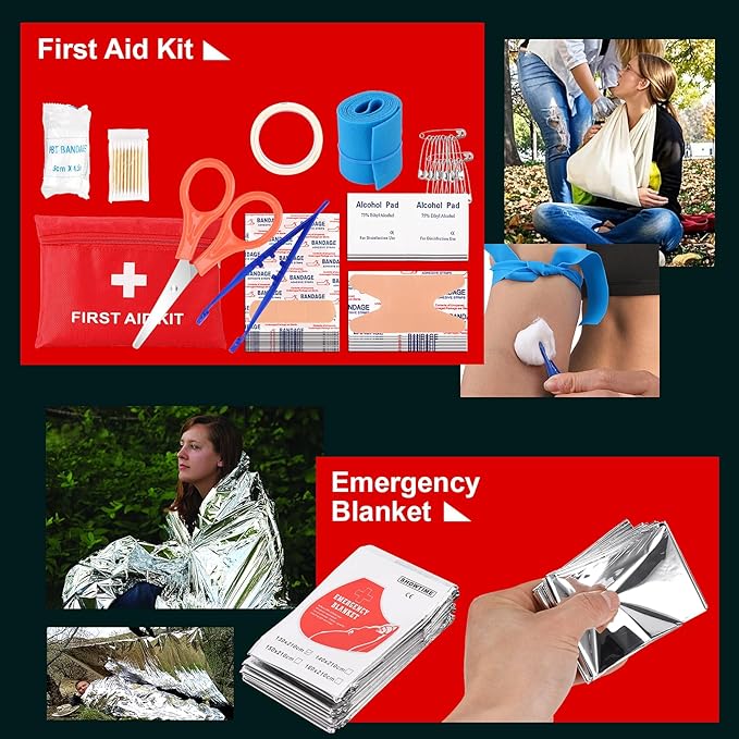 PIXATO Survival Kits, Survival Gear and Equipment 116-in-1, Emergency Kit with First Aid Kit, Tactical Pen, Fishing Kit, Headlamp for Camping, Hiking, Hunting, Gift for Mens