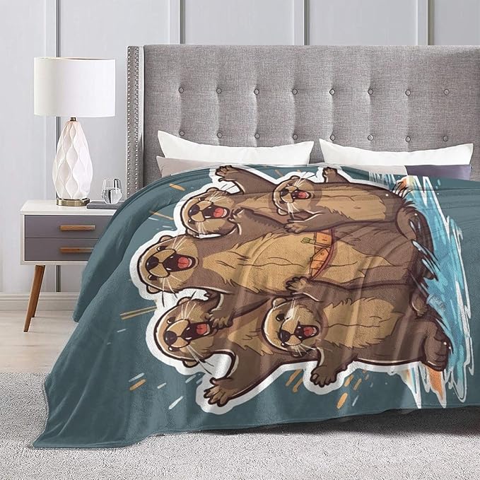 Funny Otter Blanket Cozy Soft Cute Otters Flannel Plush Throw Blanket Warm Otter Animal Fleece Bedding Stuff Decor Blanket Gifts for Lover Teens Girls Boys Kids Adults Women 50"x60"